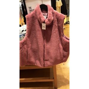 J. Crew Pink Faux Fur Vest